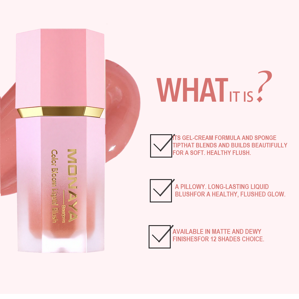 Monaya Velvet Glow Liquid Blush, 8 Shades, OSL-S002