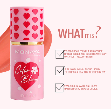 Monaya Color Bloom Matte Liquid Blush, 8 Shades, OSL-S004