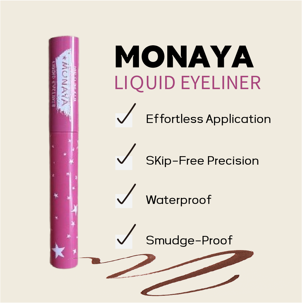 Monaya Liquid Precision Eyeliner, OSL-N003, Creamy & Waterproof, Bold Black