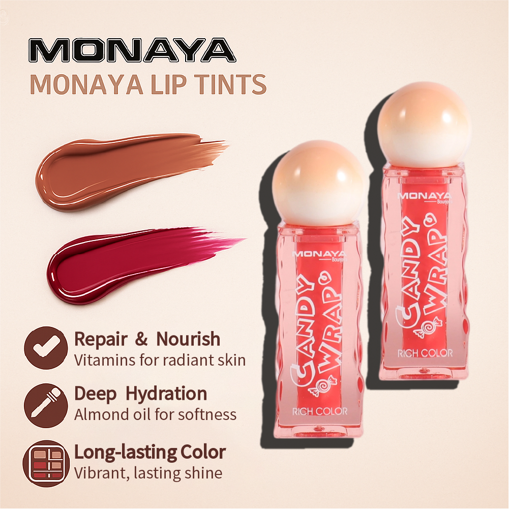 Monaya Candy Wrap Lip Gloss, 12 Shades, High Shine, 4.5ml, OSL-G013