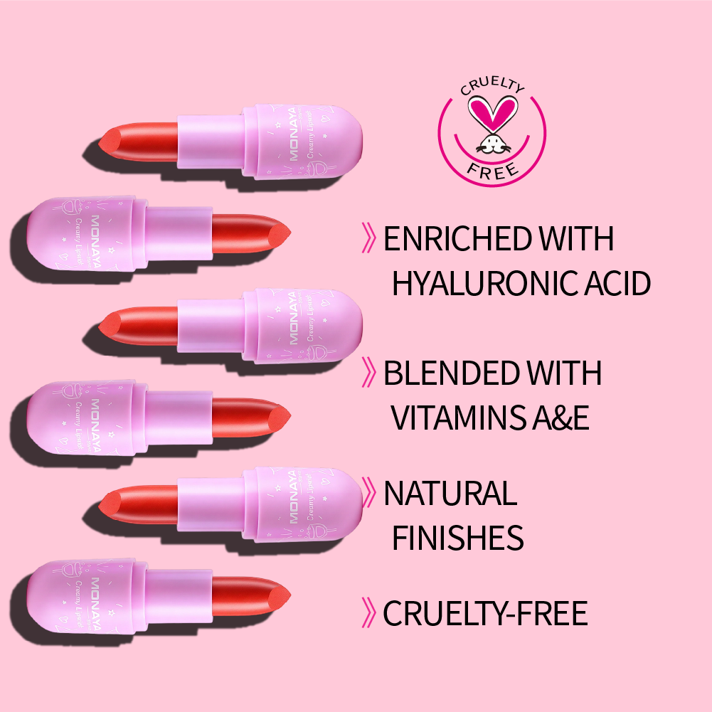 Monaya Bourjova Creamy Lipstick, Mega Last High-Shine, 12 Shades, OSL-L009