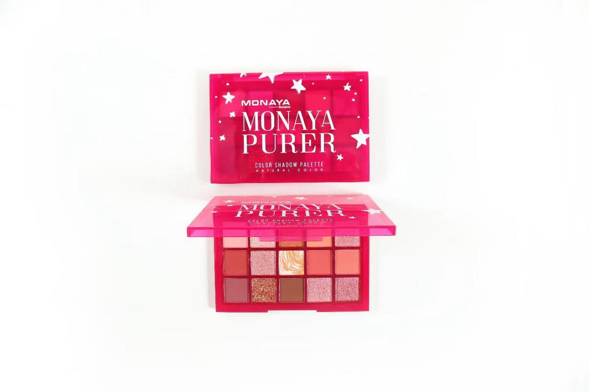 Monaya Y004 Purer Palette Shadow, Pallet Long-Lasting Blendable Natural Colors Make Up, Eye Shadows Cosmetics Gift Kit - 15 color