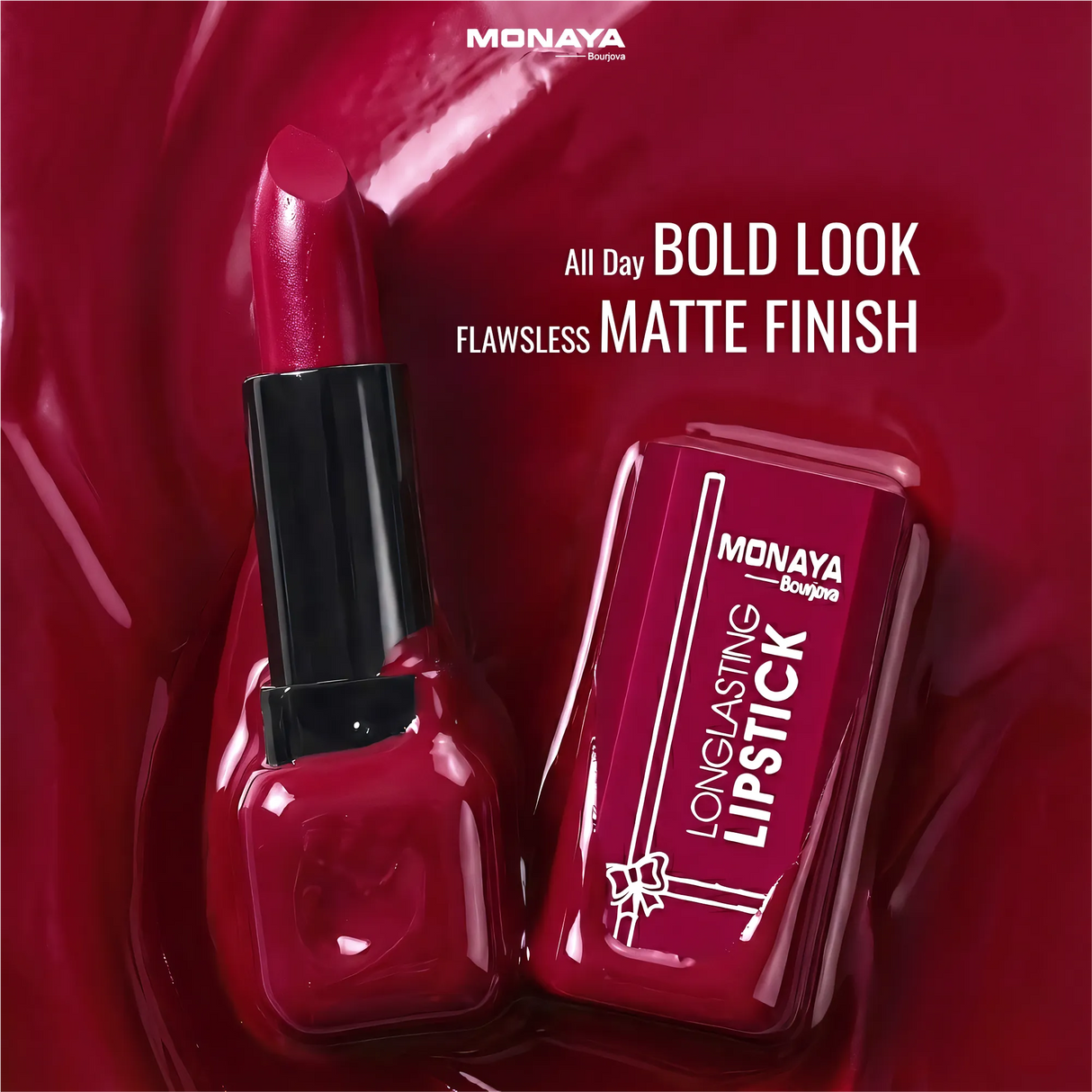 Monaya L015 Longlasting Matte Lipstick, Full Coverage, Lightweight & Moisturizing Formula, Non-Drying Velvet Matte Finish, Vegan & Cruelty-Free