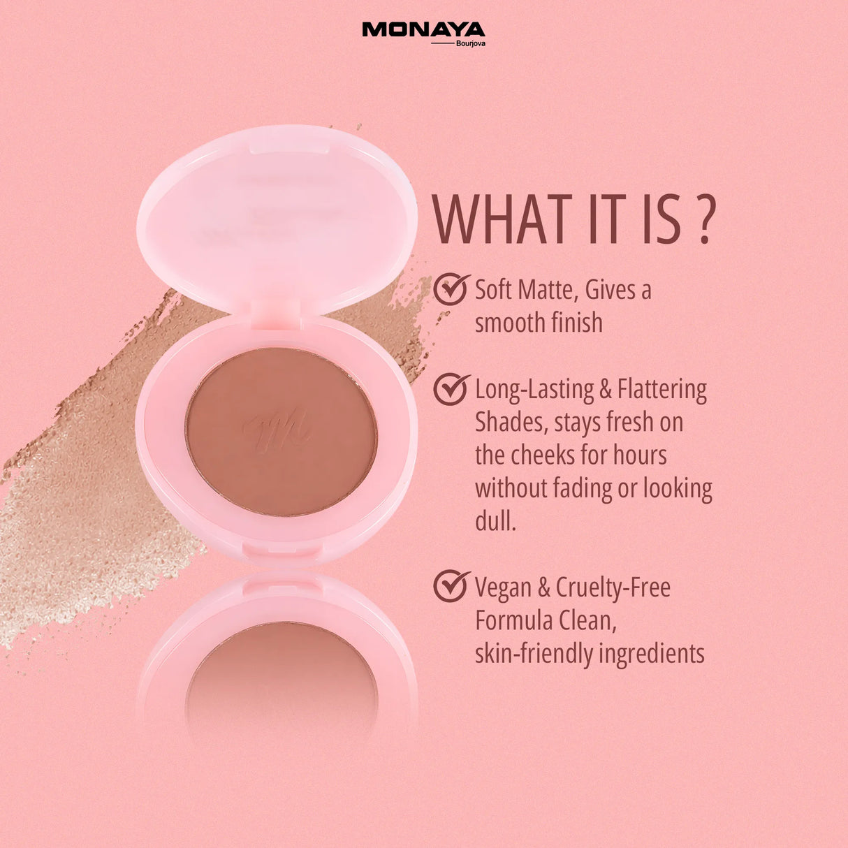 Soft Matte Powder Blush – Natural Matte Finish, Buildable Coverage, Long-Lasting - B007