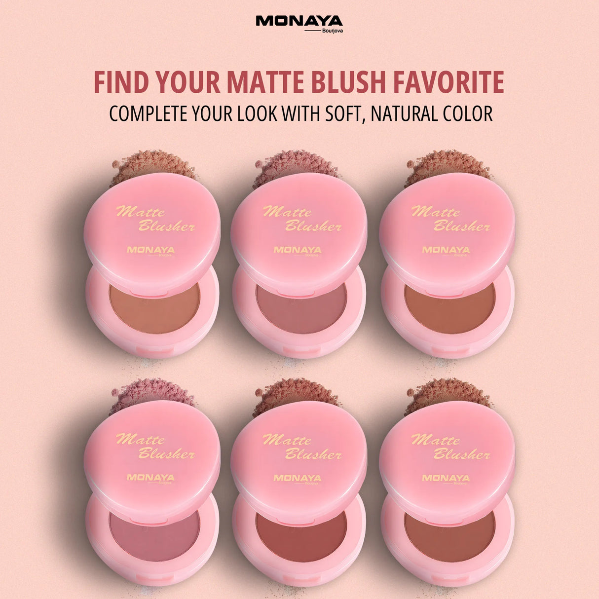 Soft Matte Powder Blush – Natural Matte Finish, Buildable Coverage, Long-Lasting - B007