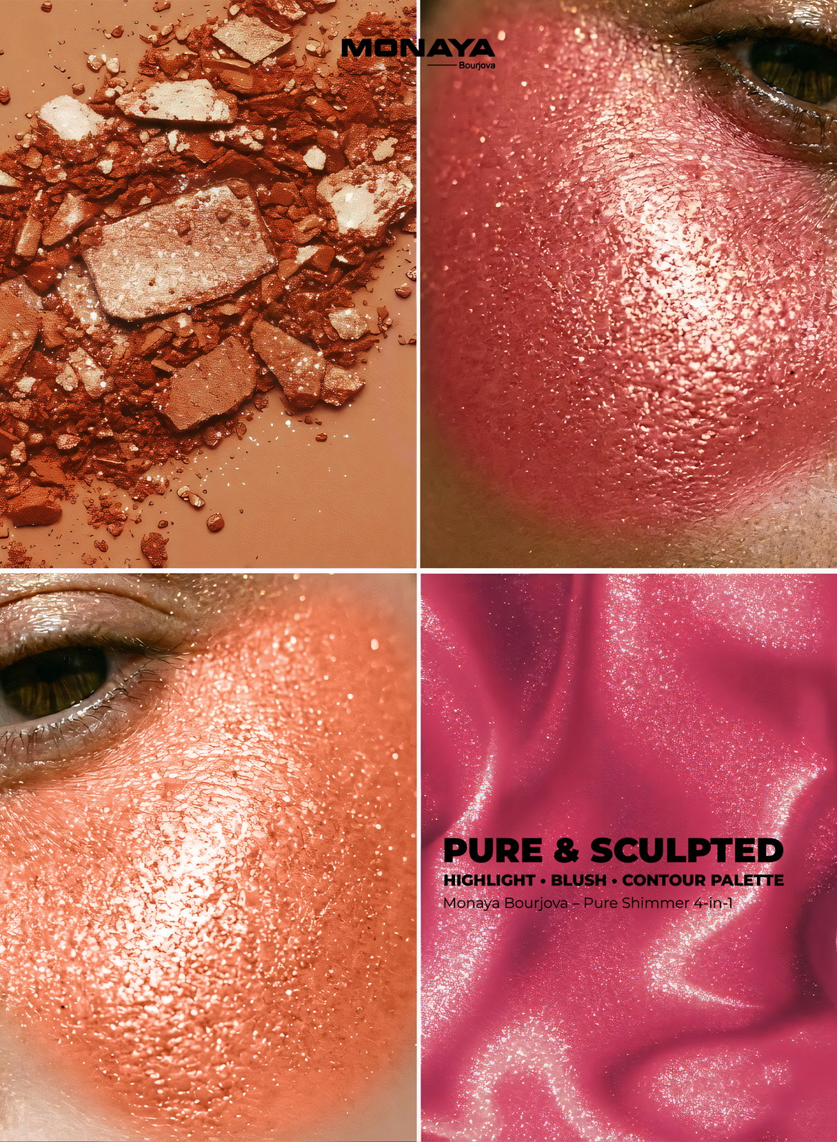 Monaya BHC002 Pure Shimmer Blendable Highlight & Blush&Contour - 4 color