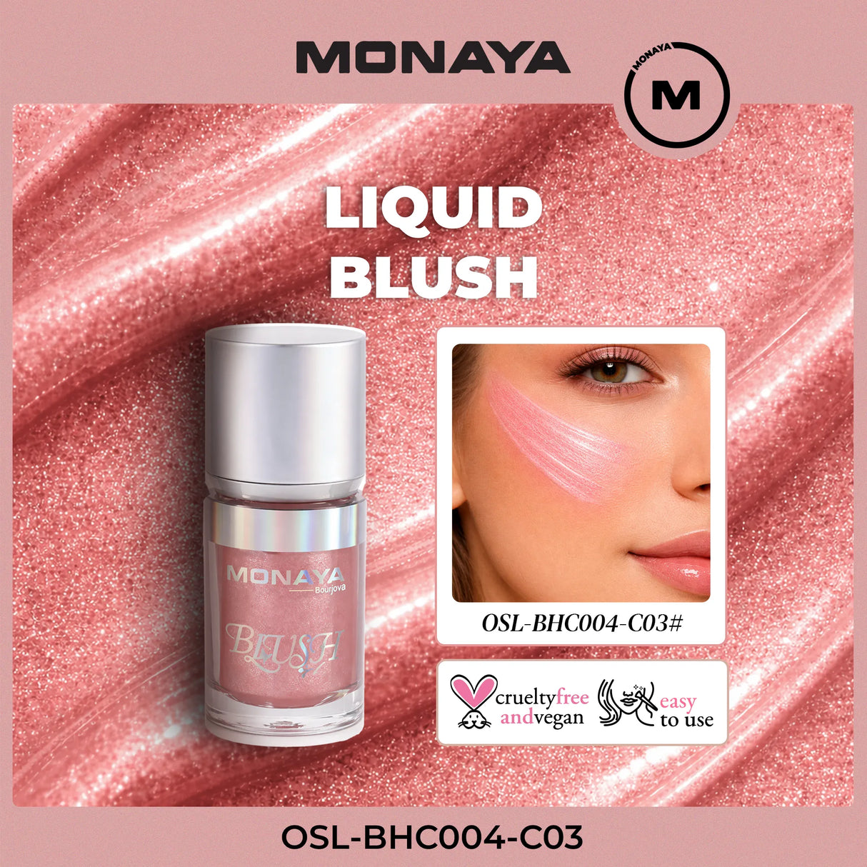 Glow, Blush & Highlight Drops for Face and Body – Liquid Glow Drops, Buildable Blush & Highlighter, Radiant Finish, Lightweight & Long-Lasting, Vegan & Cruelty-Free - BHC004-C03