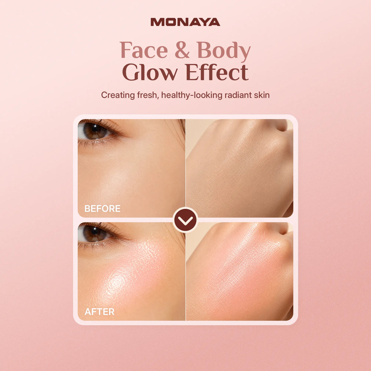 3-in-1 Glow, Blush & Highlight Drops for Face and Body – Illuminating Liquid Highlighter & Radiant Liquid Blush – Lightweight, Blendable Formula – Vegan & Cruelty-Free - BHC004-H01