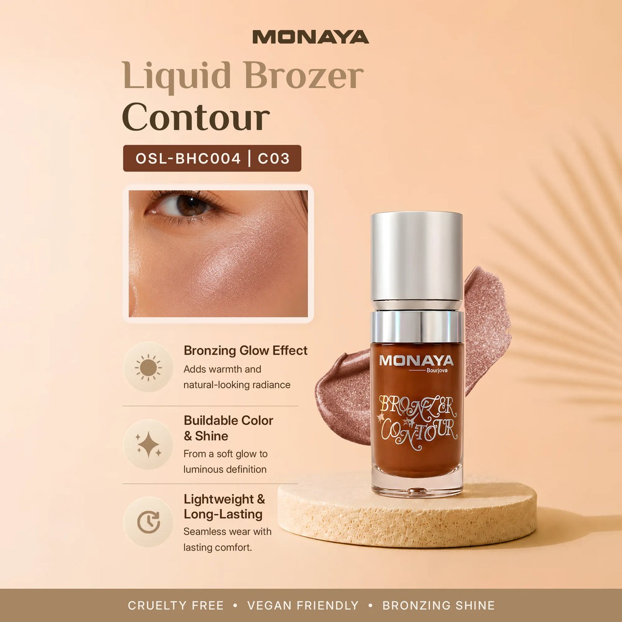 Glow Drops for Face and Body – Liquid Bronzing Glow Enhancer, Buildable Radiant Color, Lightweight Blendable Formula, Long-Lasting Luminous Finish, Vegan & Cruelty-Free - BHC004-C03