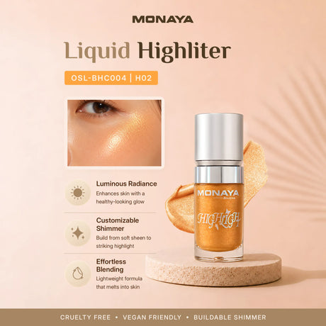 Liquid Highlighter – Radiant Glow Illuminator for Face, Buildable Shimmer Finish, Lightweight Blendable Formula, Long-Lasting Luminous Effect, Vegan & Cruelty-Free - BHC004-H02