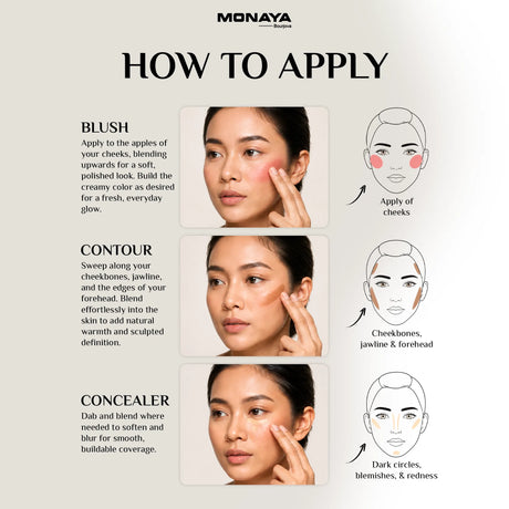 3-in-1 Face Palette – Blush, Contour & Concealer in One Compact, Smooth Creamy Formula – C008