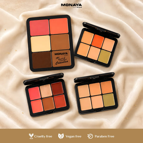 3-in-1 Face Palette – Blush, Contour & Concealer in One Compact, Smooth Creamy Formula – C008
