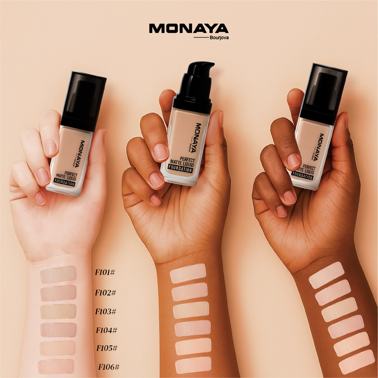 Monaya Perfect Matte Foundation, 6 Shades, OSL-F001
