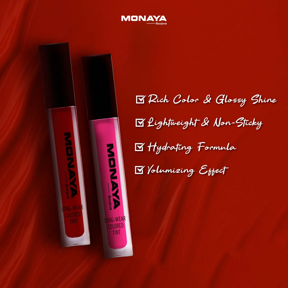 Monaya G002 Long-Wear Colored Tint Lip Gloss Candy Wrap Rich Color Lip Gloss-Hydrate & Volumize-Cruelty-Free