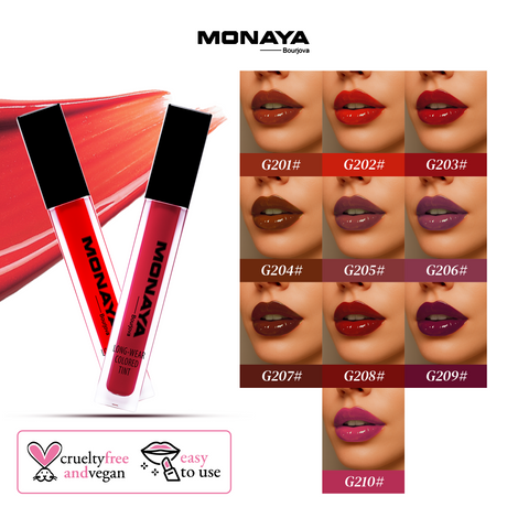 Monaya G002 Long-Wear Colored Tint Lip Gloss Candy Wrap Rich Color Lip Gloss-Hydrate & Volumize-Cruelty-Free