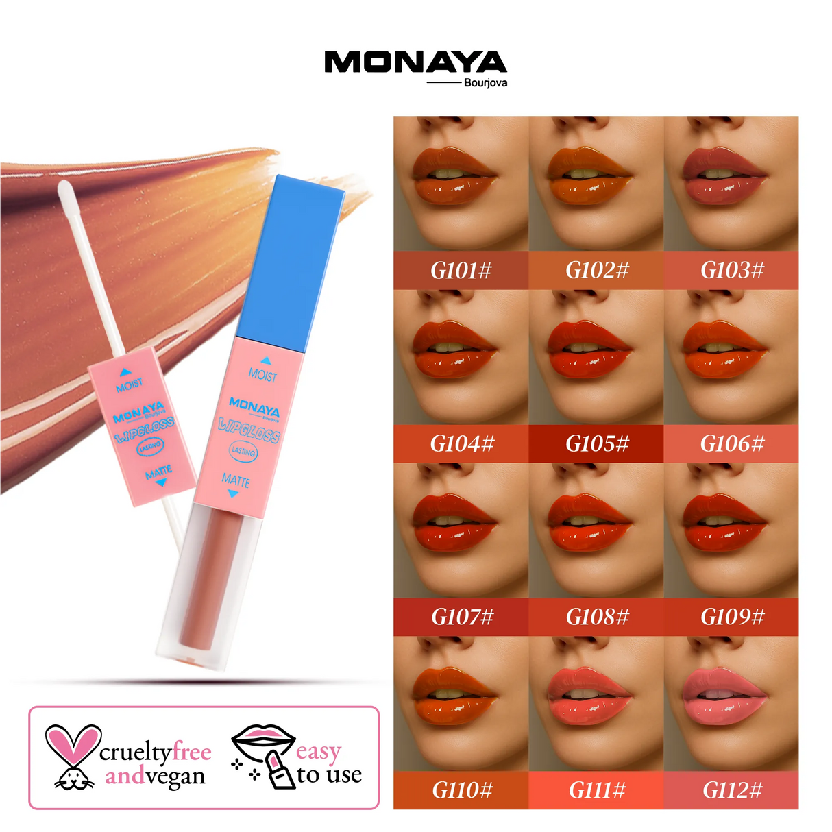 Velvet Touch Matte Lip Gloss, Rich Matte Finish, Long-Lasting - 12 Shades - G010