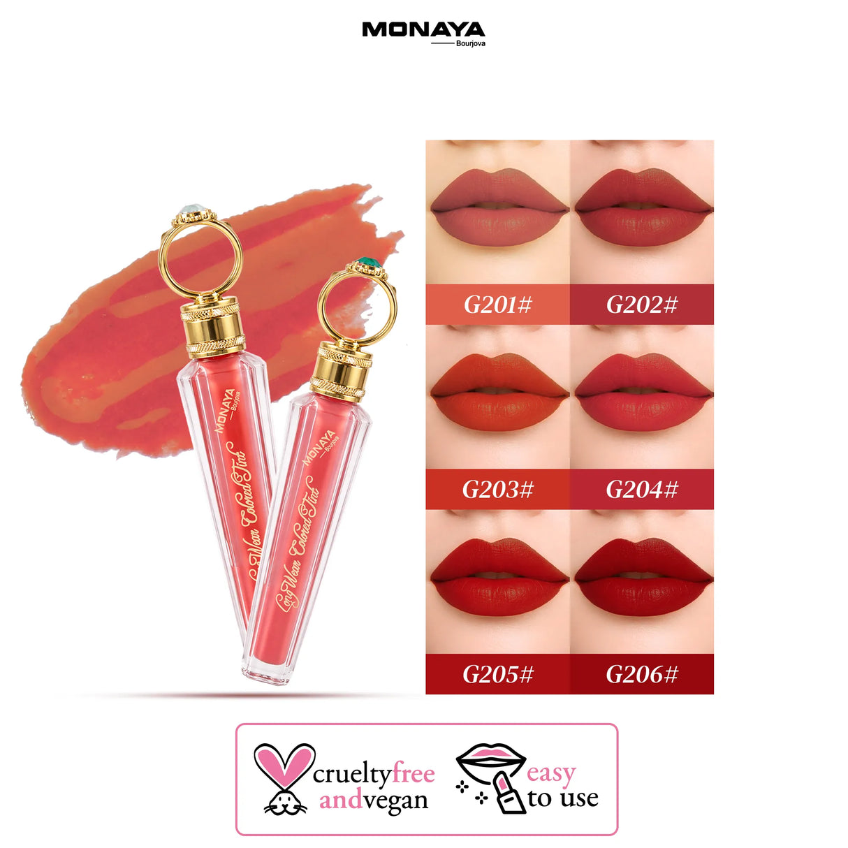 Long Wear Colored Lip Tint – Lightweight Buildable Coverage, Natural Finish, Smudge-Proof, Vegan & Cruelty-Free Lip Tint - G019