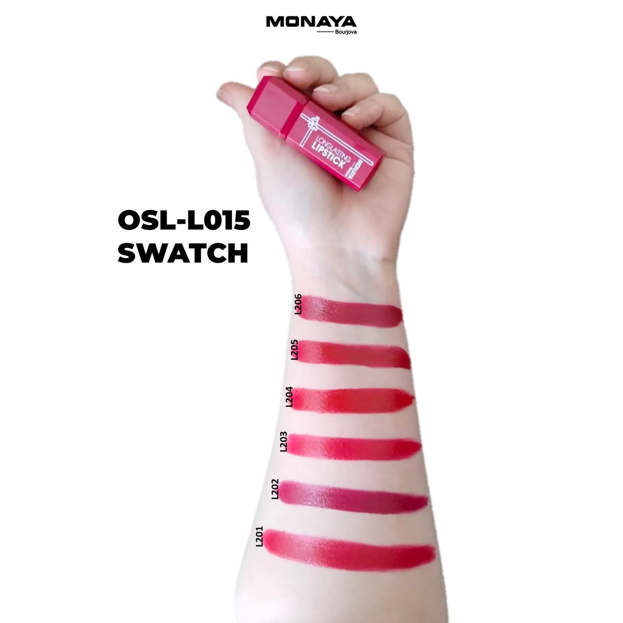 أحمر شفاه مونايا L015 طويل الأمد غير لامع، تغطية كاملة، تركيبة خفيفة ومرطبة، لمسة نهائية مخملية غير جافة، نباتي وخالٍ من القسوة على الحيوانات