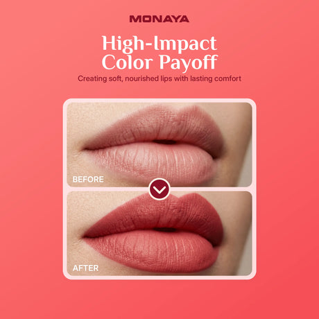 Monaya Lipstick – Creamy Hydrating Lip Color, Smooth Satin Finish, High-Pigment Formula, Long-Lasting Comfortable Wear, Vegan & Cruelty-Free - L026