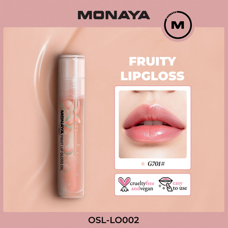 Peach Fruit Lip Gloss - Natural Glossy Finish, Nourishing Lip Oil – LO002