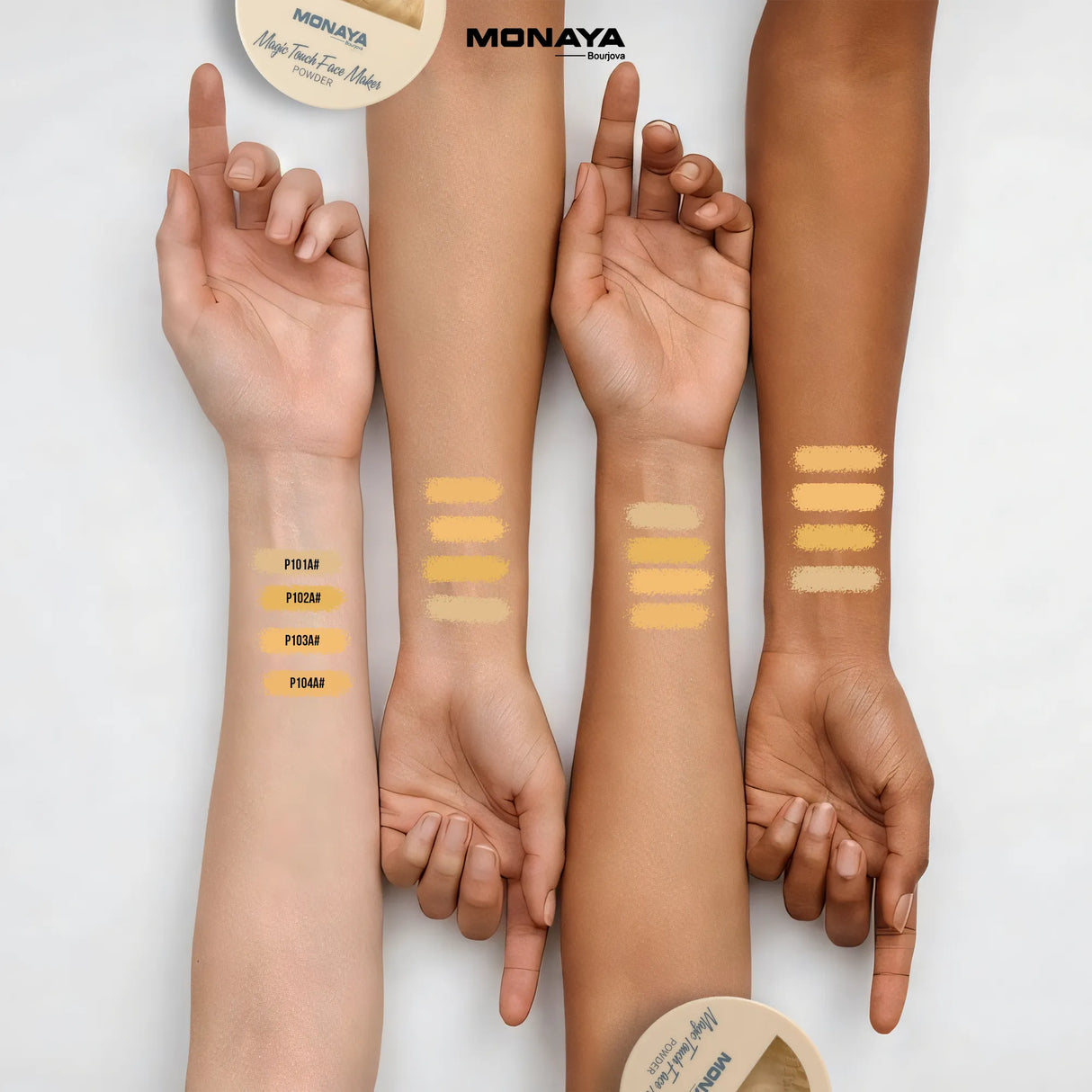 Magic Touch Face Maker Powder – High-Definition Blurring Pressed Powder, Full Coverage Matte Finish, 12-Hour Sebum Control, Cruelty-Free & Vegan, 4 Skin-Perfecting Shades - P004