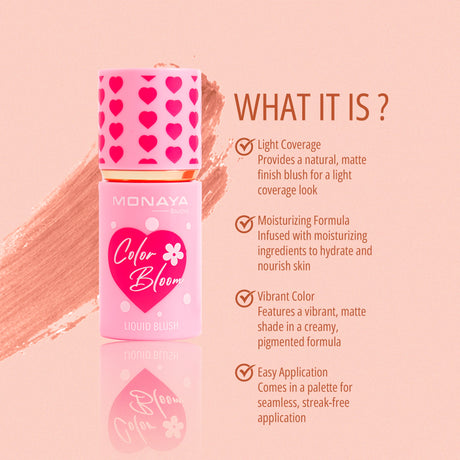 Color Bloom Matte Liquid Blush, pigmented formula, Moisturizing - 8 Shades - S004