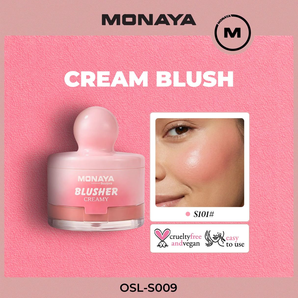 Cream Face Blush – Natural Finish, Lightweight Formula, Long-Lasting Wear - S009