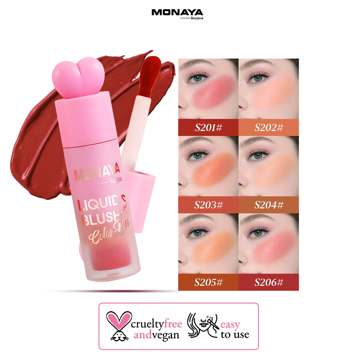 2-in-1 Liquid Blush Color Bloom for Lip & Cheek – Gel-Cream Formula , Long-Lasting Soft Flush - S010