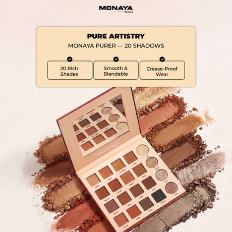 Pure Color Eyeshadow Palette, Highly Pigmented & Long-Lasting - 20 Shades - Y001
