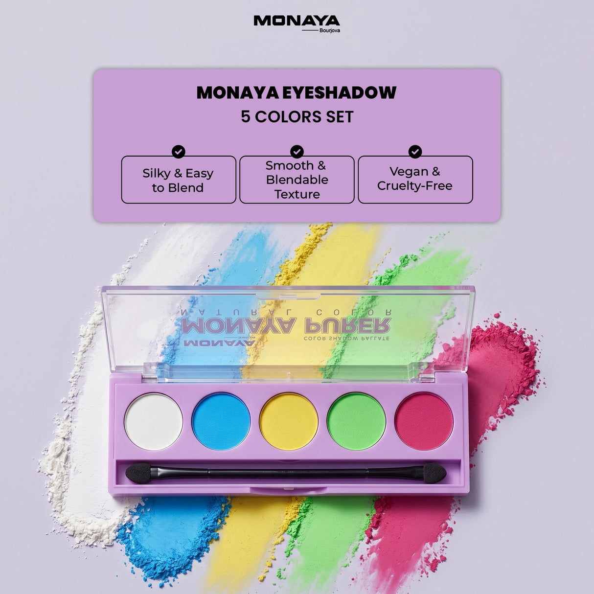 مجموعة ظلال العيون مونايا Y016 بيورير، ألوان طبيعية قابلة للمزج تدوم طويلاً، مجموعة هدايا تجميلية لظلال العيون - 5 ألوان