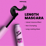 Monaya M015 Velvet Volume Length Mascara – Waterproof, Long-Lasting, Smudge-Proof, Lightweight & Defining Formula for Natural Lash Lift