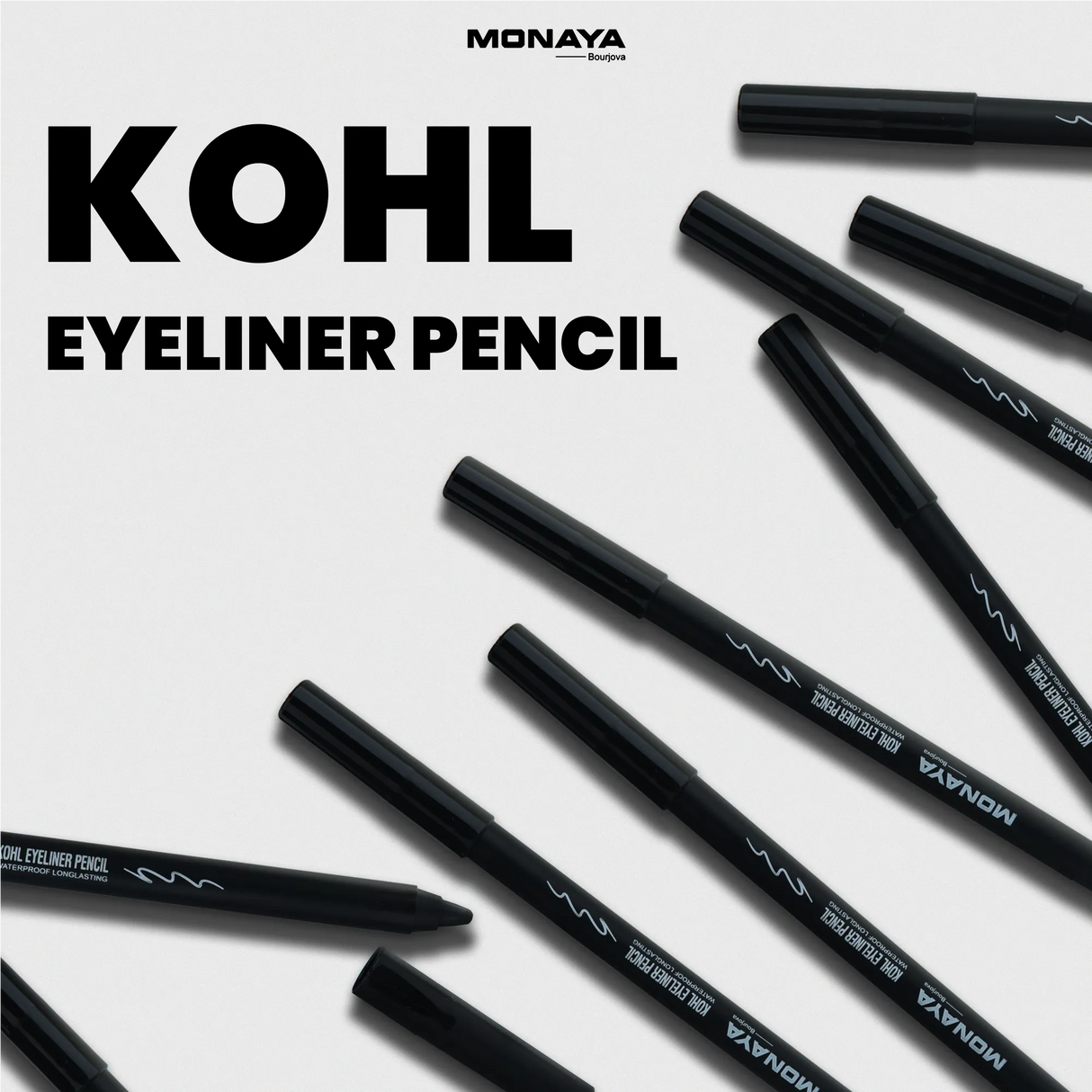 Monaya E001 Black Kohl Eyeliner Pencil – Ultra Smooth, Long-Lasting, Smudge-Proof Eye Pencil for Intense Definition & All-Day Comfort