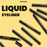 Monaya N010 Liquid Eyeliner – Waterproof, Smudge-Proof, Long-Lasting Eyeliner with Fine Brush Tip for Perfect Precision & All-Day Satin Finish