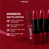 Monaya L015 Longlasting Matte Lipstick, Full Coverage, Lightweight & Moisturizing Formula, Non-Drying Velvet Matte Finish, Vegan & Cruelty-Free