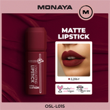 Monaya L015 Longlasting Matte Lipstick, Full Coverage, Lightweight & Moisturizing Formula, Non-Drying Velvet Matte Finish, Vegan & Cruelty-Free
