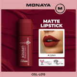 Monaya L015 Longlasting Matte Lipstick, Full Coverage, Lightweight & Moisturizing Formula, Non-Drying Velvet Matte Finish, Vegan & Cruelty-Free