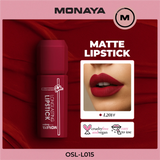 Monaya L015 Longlasting Matte Lipstick, Full Coverage, Lightweight & Moisturizing Formula, Non-Drying Velvet Matte Finish, Vegan & Cruelty-Free