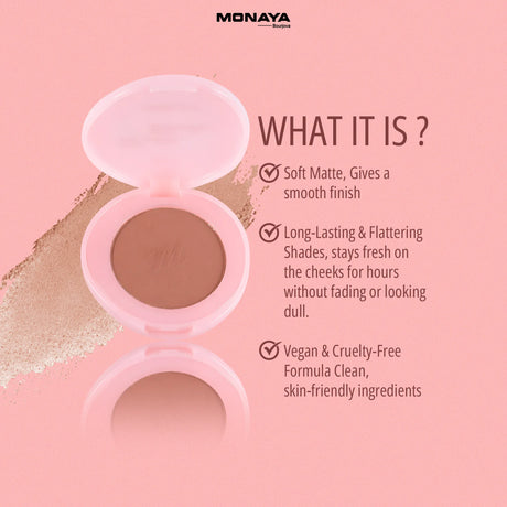 Soft Matte Powder Blush – Natural Matte Finish, Buildable Coverage, Long-Lasting - B007