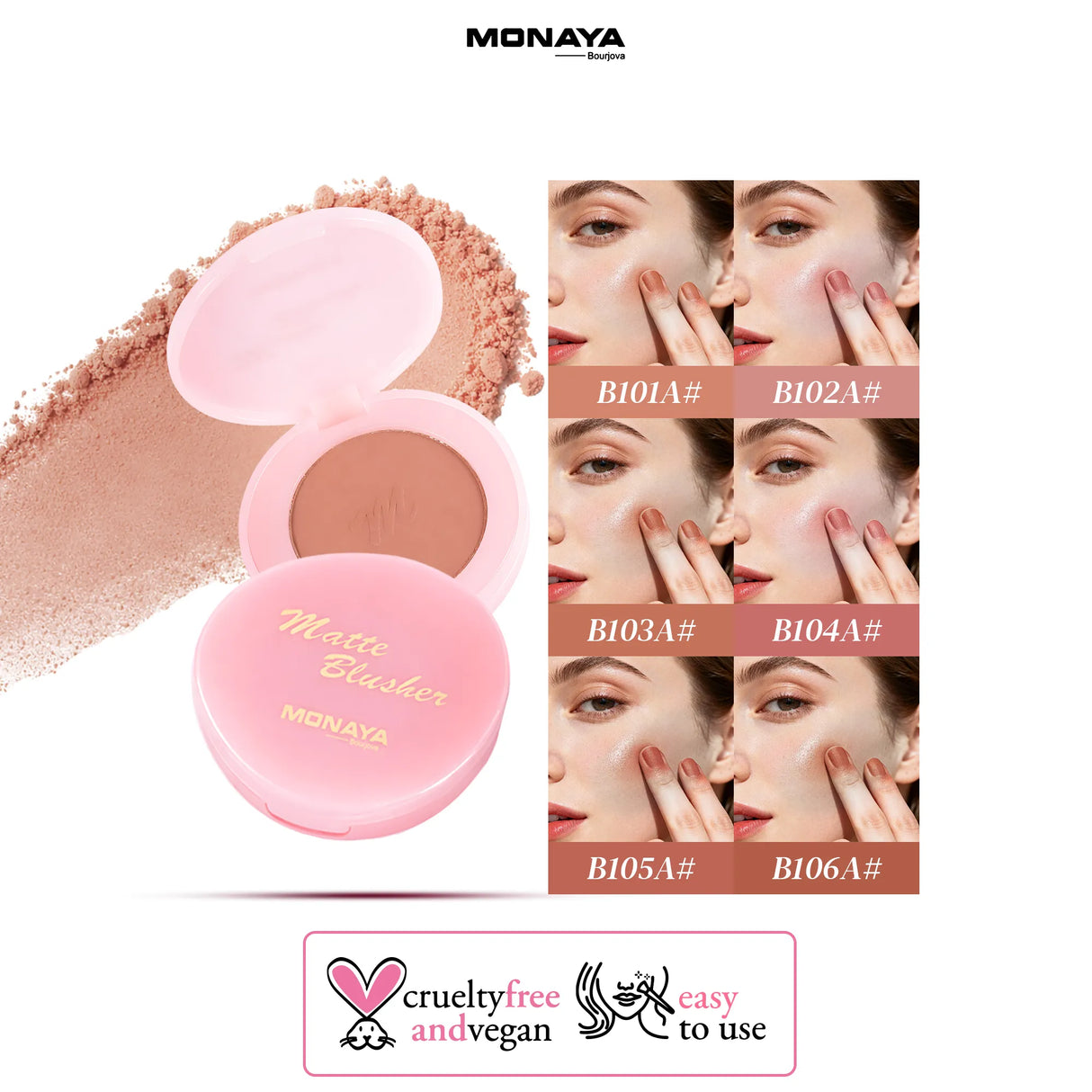 Soft Matte Powder Blush – Natural Matte Finish, Buildable Coverage, Long-Lasting - B007