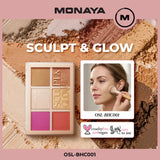 مونايا بورجوفا سكالبت آند جلو، لوحة تحديد الوجه، مكياج - أحمر خدود، هايلايتر، برونزر، بودرة، لوحة مكياج متكاملة، مجموعة تحديد الوجه - مستحضرات تجميل للوجه، هدايا للنساء، جمال للمهرجانات
