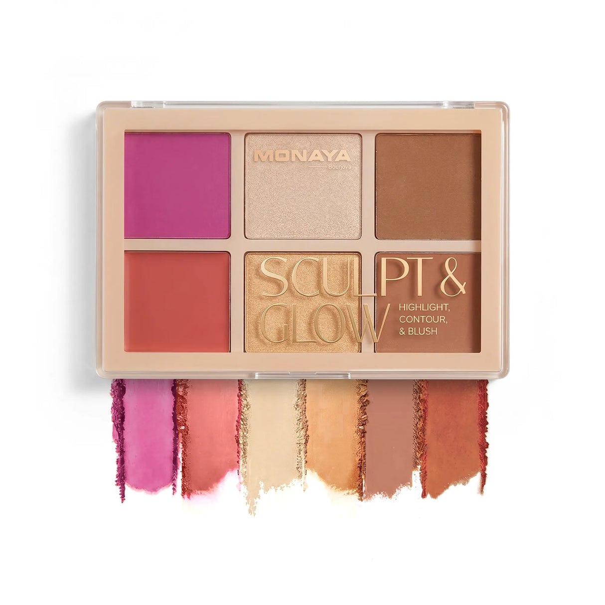 مونايا بورجوفا سكالبت آند جلو، لوحة تحديد الوجه، مكياج - أحمر خدود، هايلايتر، برونزر، بودرة، لوحة مكياج متكاملة، مجموعة تحديد الوجه - مستحضرات تجميل للوجه، هدايا للنساء، جمال للمهرجانات
