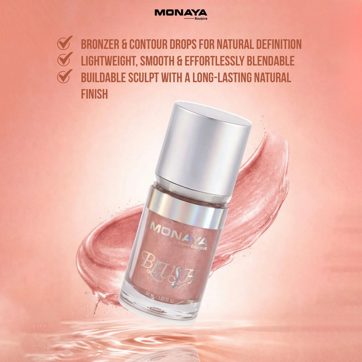 3-in-1 Glow, Blush & Highlight Drops for Face and Body – Illuminating Liquid Highlighter & Radiant Liquid Blush – Lightweight, Blendable Formula – Vegan & Cruelty-Free - BHC004-H01
