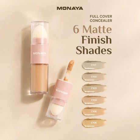 Full Cover Concealer – Long-Wear Matte Finish Liquid Concealer for Dark Circles & Blemishes – Waterproof, Crease-Proof & Vegan Formula - C005