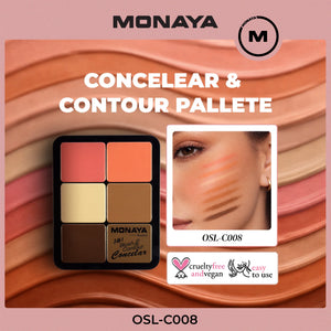 3-in-1 Face Palette – Blush, Contour & Concealer in One Compact, Smooth Creamy Formula – C008