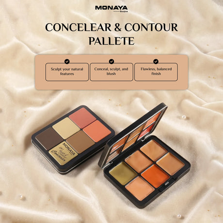 3-in-1 Face Palette – Blush, Contour & Concealer in One Compact, Smooth Creamy Formula – C008
