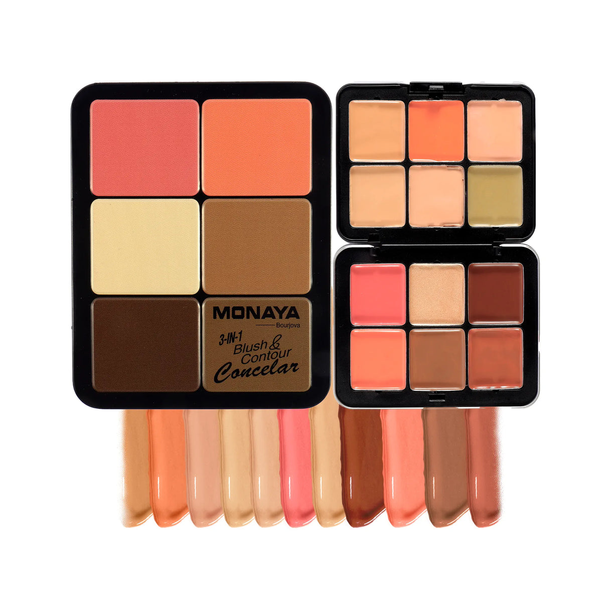 3-in-1 Face Palette – Blush, Contour & Concealer in One Compact, Smooth Creamy Formula – C008