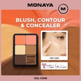 3-in-1 Face Palette – Blush, Contour & Concealer in One Compact, Smooth Creamy Formula – C008
