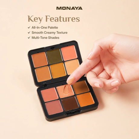 3-in-1 Face Palette – Blush, Contour & Concealer in One Compact, Smooth Creamy Formula – C008