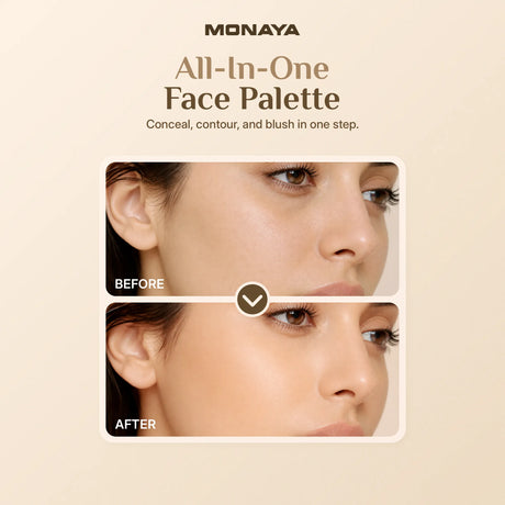 3-in-1 Face Palette – Blush, Contour & Concealer in One Compact, Smooth Creamy Formula – C008