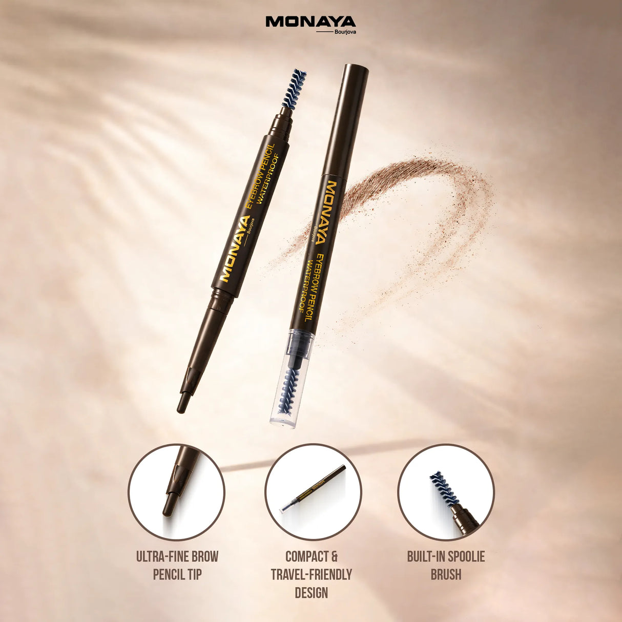 EYEBROW Pencil, Smudge-proof Chocolate Brown Eye Brow Pencil | Brow Pencil and Brush Combo | High Definition Waterproof  - E002